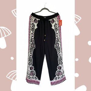 Wide leg satin finish pants